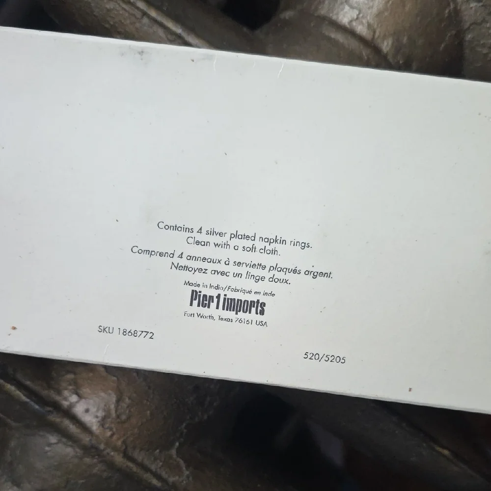Pier 1 Silver Napkin Rings Set